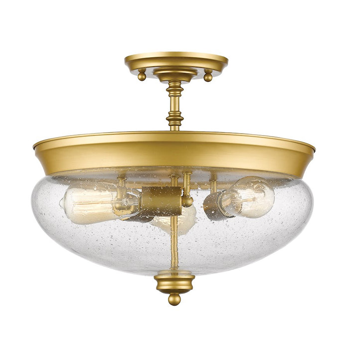 Z-Lite Amon 3 Light Semi Flush Mount, Satin Gold, Clear Seedy - 722SF-SG