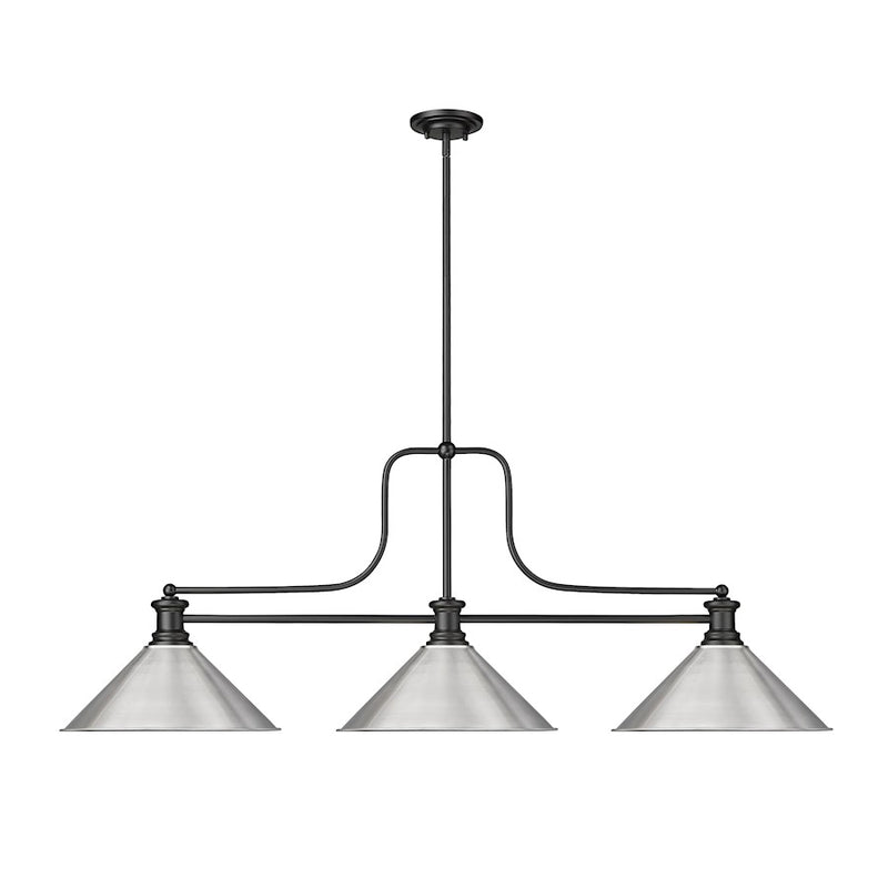 Z-Lite Melange 3 Light 45" Billiard, Matte Black/Brushed Nickel