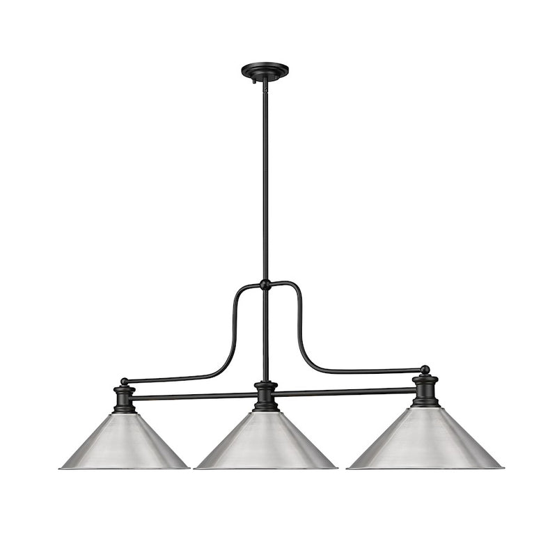 Z-Lite Melange 3 Light 45" Billiard, Matte Black/Brushed Nickel