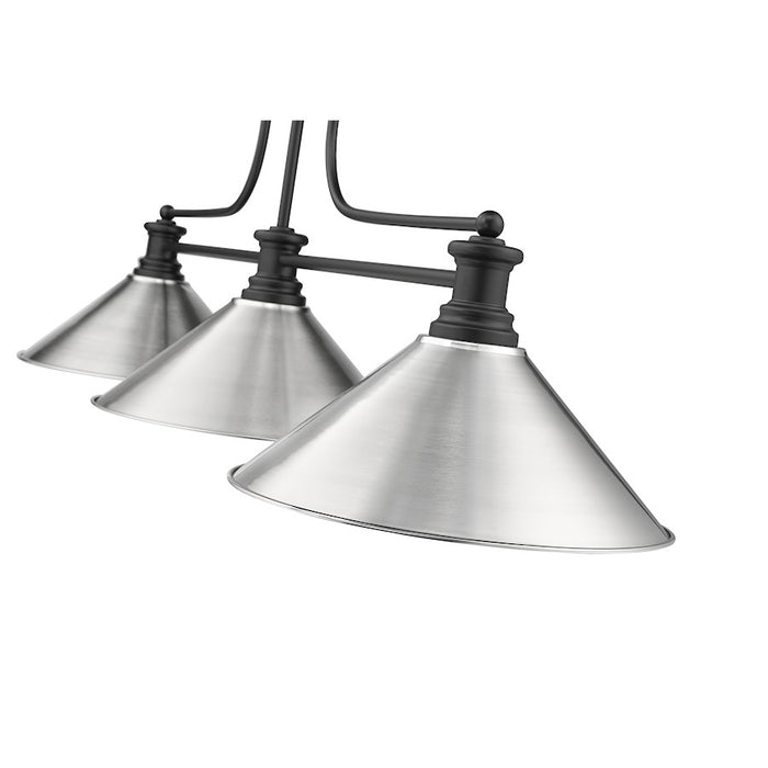 Z-Lite Melange 3 Light 45" Billiard, Matte Black/Brushed Nickel