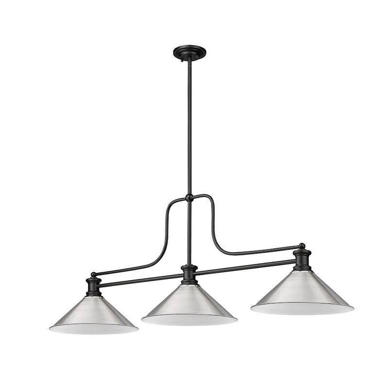 Z-Lite Melange 3 Light 45" Billiard, Matte Black/Brushed Nickel