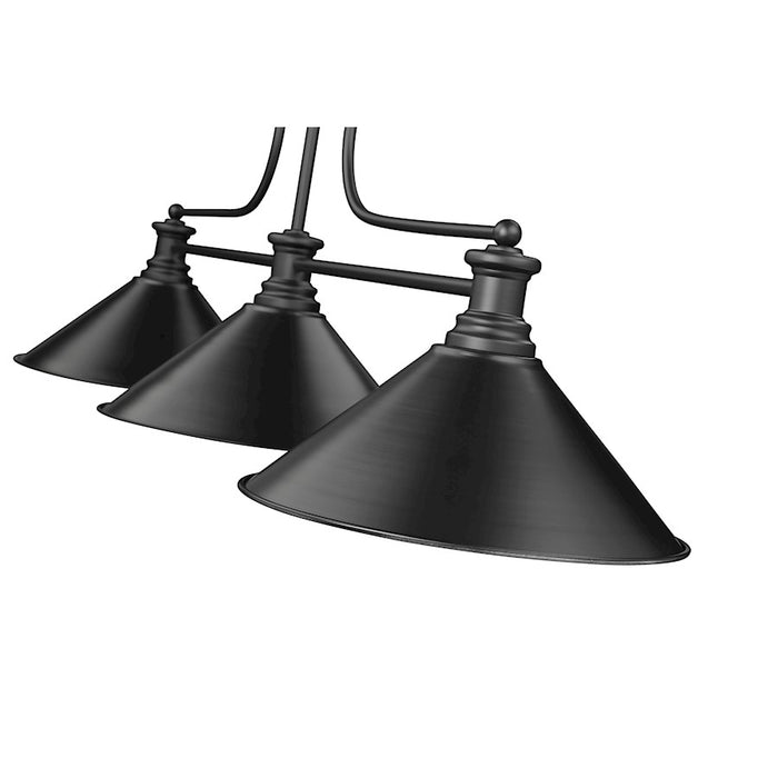 Z-Lite Melange 3 Light 19" Billiard, Matte Black/Matte Black