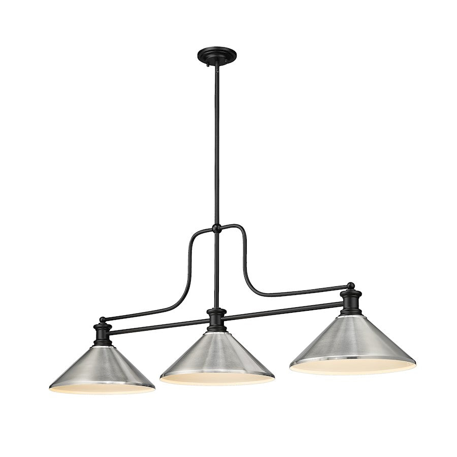 Z-Lite Melange 3 Light Billiard, Matte Black