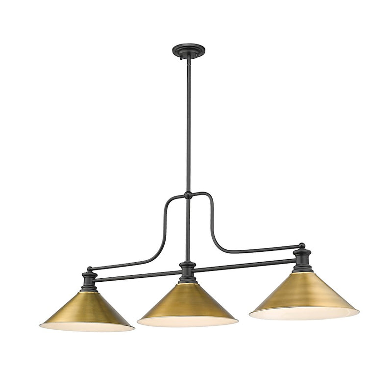Z-Lite Melange 3 Light Billiard, Matte Black/Rubbed Brass - 725-3MB-RB15