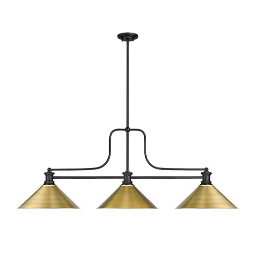Z-Lite Melange 3 Light Billiard, Matte Black/Rubbed Brass