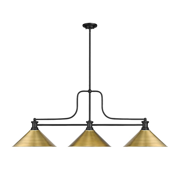 Z-Lite Melange 3 Light Billiard, Matte Black/Rubbed Brass
