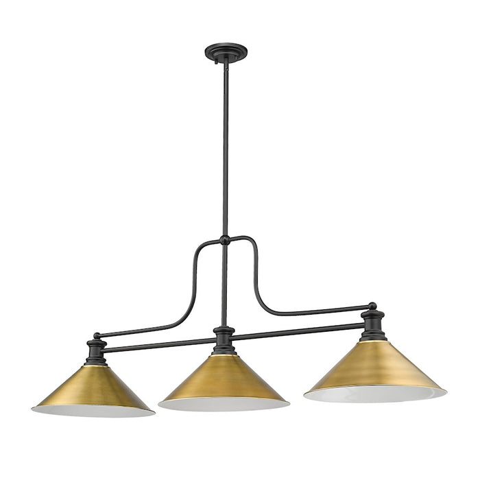 Z-Lite Melange 3 Light Billiard, Matte Black/Rubbed Brass