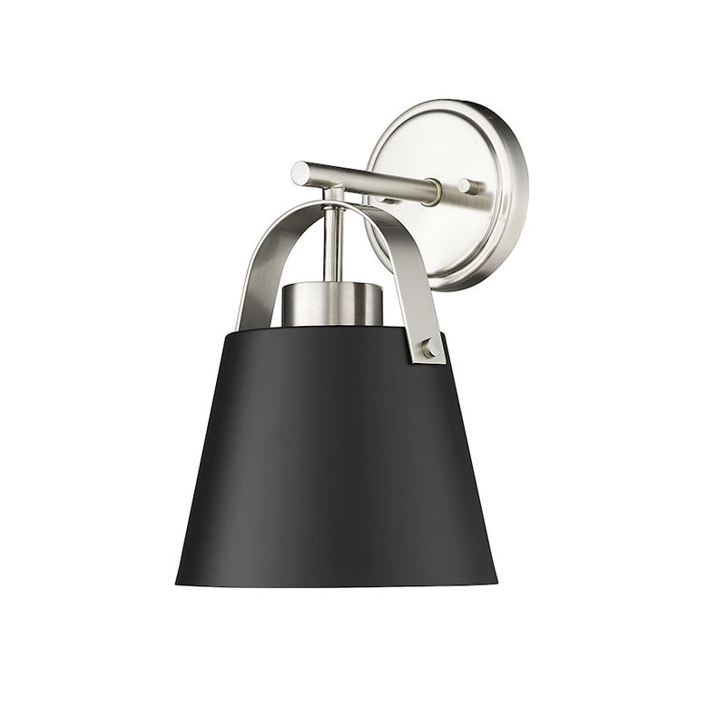Z-Lite Z-Studio 1 Light Wall Sconce, Matte Black/Brushed Nickel