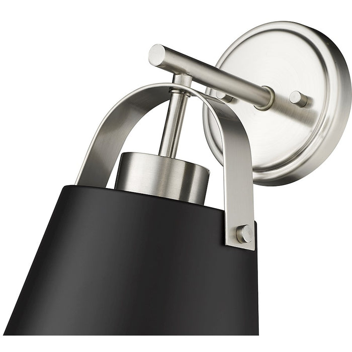 Z-Lite Z-Studio 1 Light Wall Sconce, Matte Black/Brushed Nickel