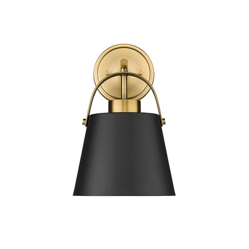 Z-Lite Z-Studio 1 Light Wall Sconce, Matte Black/Heritage Brass