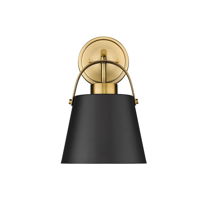 Z-Lite Z-Studio 1 Light Wall Sconce, Matte Black/Heritage Brass