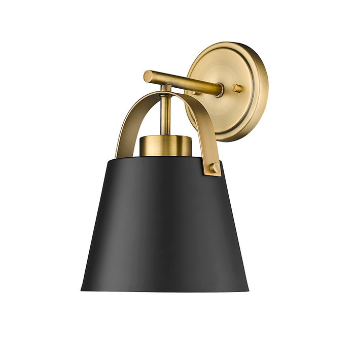 Z-Lite Z-Studio 1 Light Wall Sconce, Matte Black/Heritage Brass