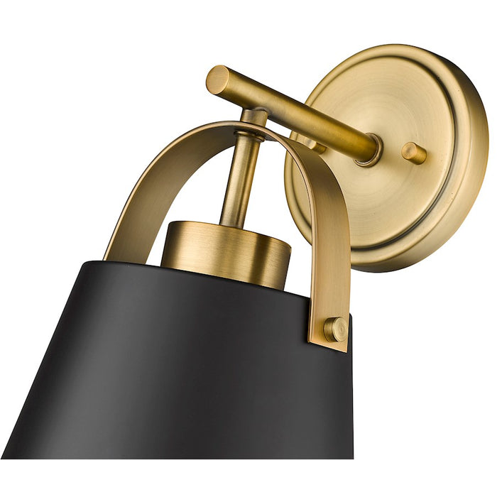 Z-Lite Z-Studio 1 Light Wall Sconce, Matte Black/Heritage Brass