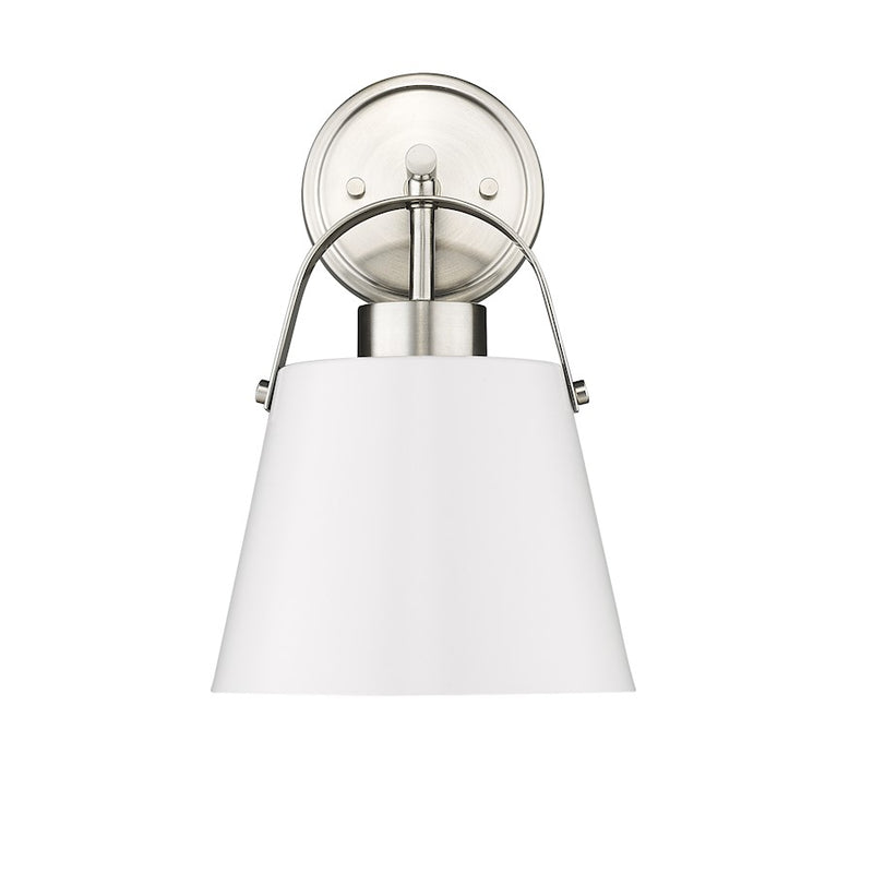 Z-Lite Z-Studio 1 Light Wall Sconce, Matte White/Brushed Nickel