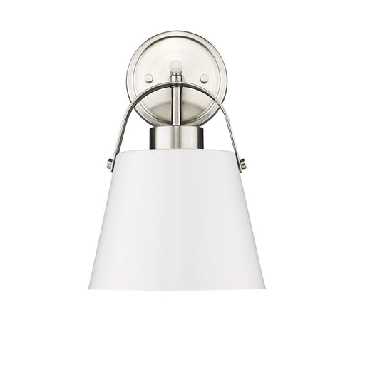 Z-Lite Z-Studio 1 Light Wall Sconce, Matte White/Brushed Nickel