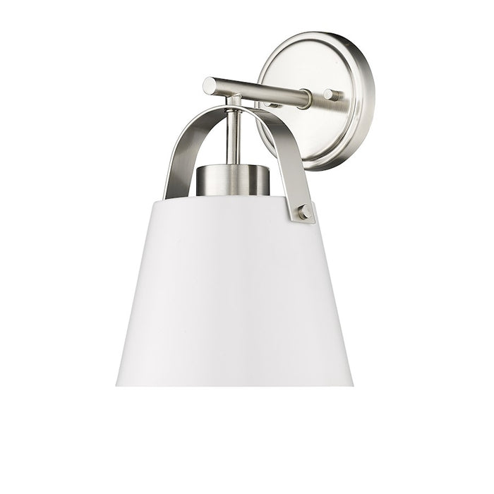 Z-Lite Z-Studio 1 Light Wall Sconce, Matte White/Brushed Nickel