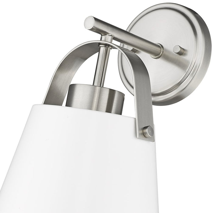 Z-Lite Z-Studio 1 Light Wall Sconce, Matte White/Brushed Nickel