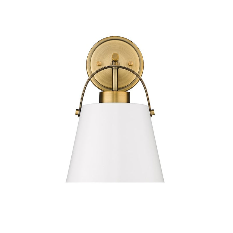 Z-Lite Z-Studio 1 Light Wall Sconce, Matte White/Heritage Brass