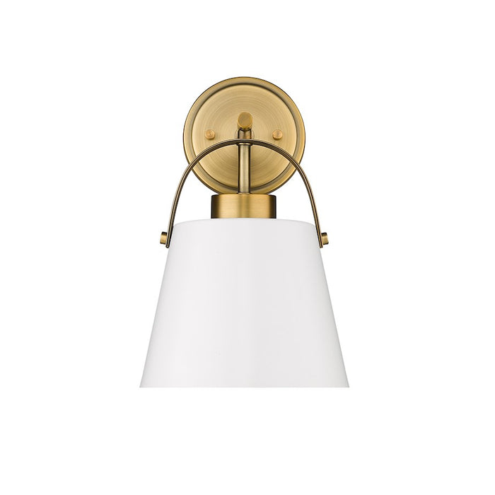 Z-Lite Z-Studio 1 Light Wall Sconce, Matte White/Heritage Brass