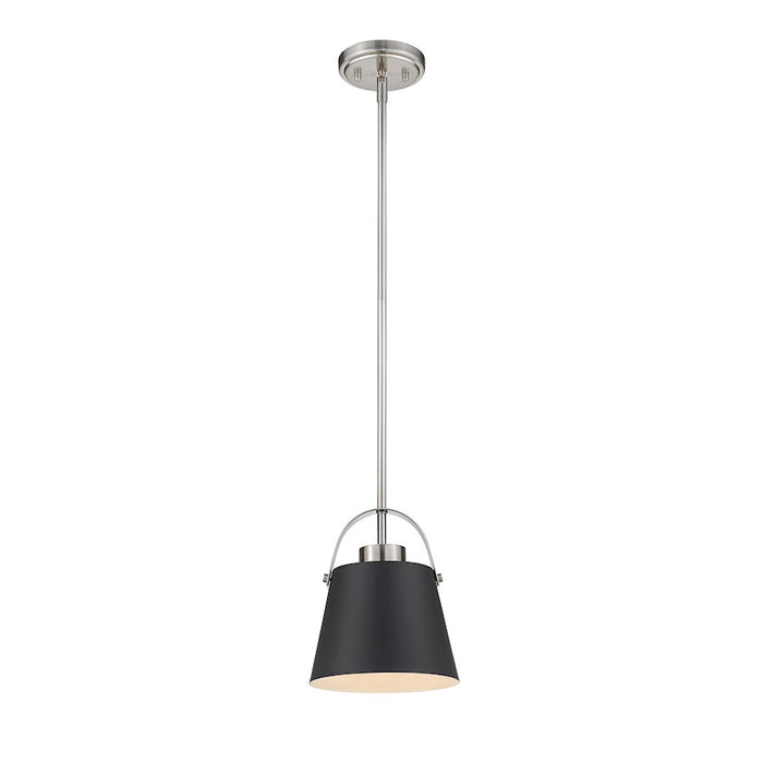 Z-Lite Z-Studio 1 Light Mini Pendant, Matte Black/Brushed Nickel - 726MP-MB-BN