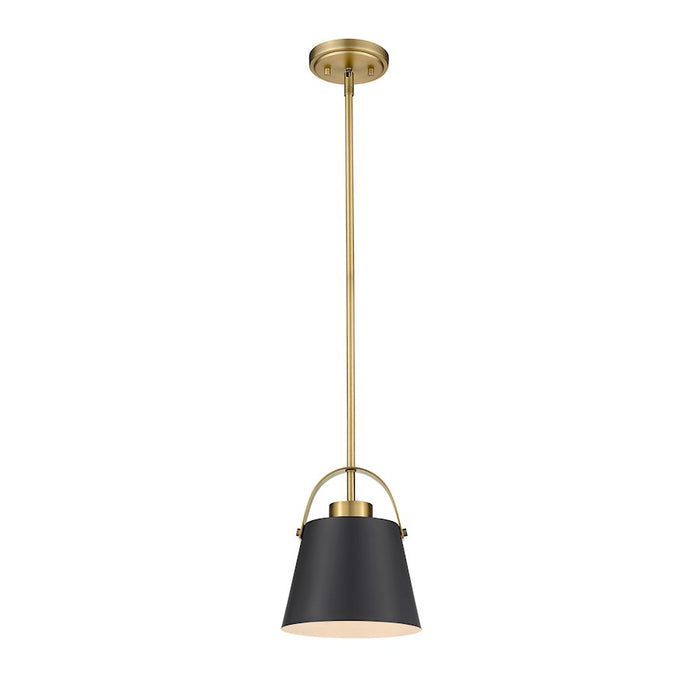 Z-Lite Z-Studio 1 Light Mini Pendant, Matte Black/Heritage Brass - 726MP-MB-HBR