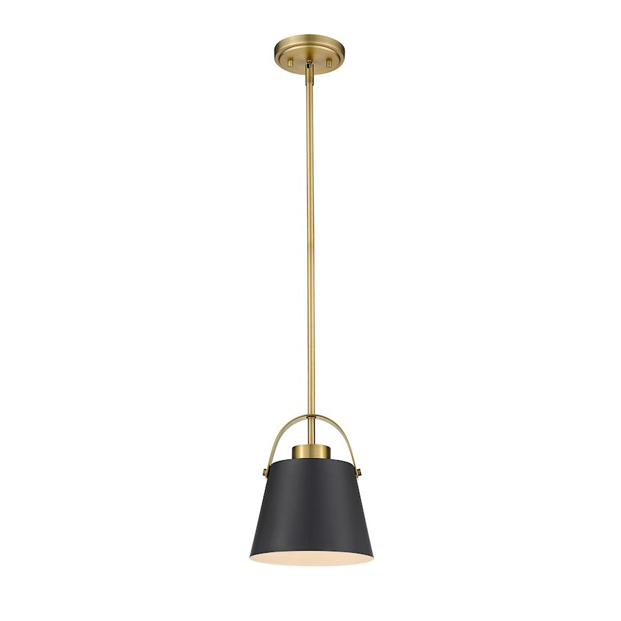 Z-Lite Z-Studio 1 Light Mini Pendant, Matte Black/Heritage Brass - 726MP-MB-HBR