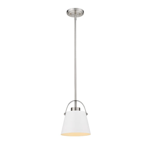 Z-Lite Z-Studio 1 Light Mini Pendant, Matte White/Brushed Nickel - 726MP-MW-BN