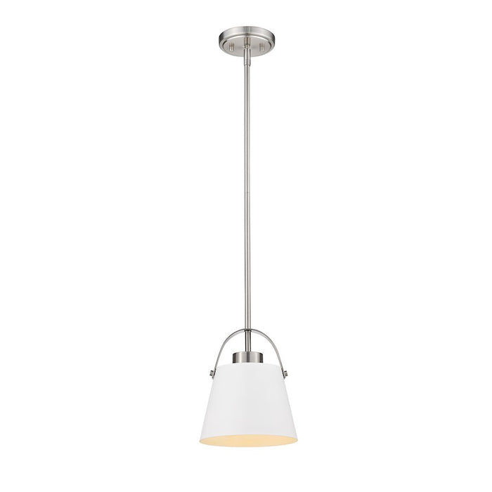 Z-Lite Z-Studio 1 Light Mini Pendant, Matte White/Brushed Nickel - 726MP-MW-BN