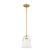 Z-Lite Z-Studio 1 Light Mini Pendant, Matte White/Heritage Brass - 726MP-MW-HBR