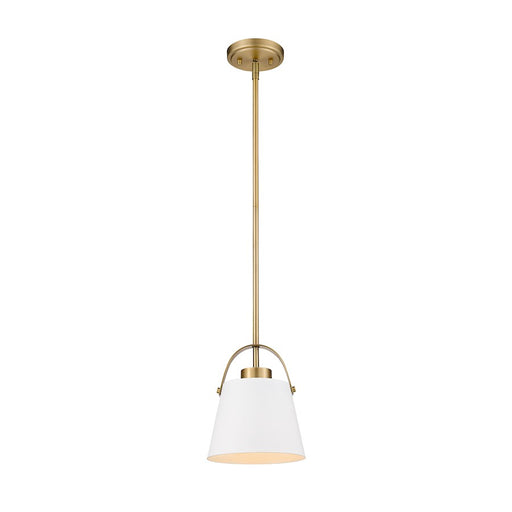 Z-Lite Z-Studio 1 Light Mini Pendant, Matte White/Heritage Brass - 726MP-MW-HBR