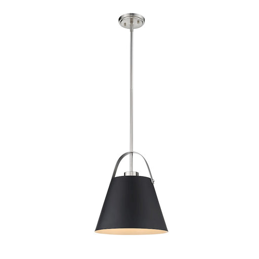 Z-Lite Z-Studio 1 Light Pendant, Matte Black/Brushed Nickel - 726P-MB-BN