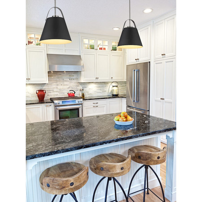 Z-Lite Z-Studio 1 Light Pendant, Matte Black/Brushed Nickel