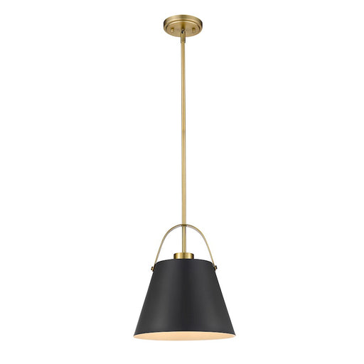 Z-Lite Z-Studio 1 Light Pendant, Matte Black/Heritage Brass - 726P-MB-HBR