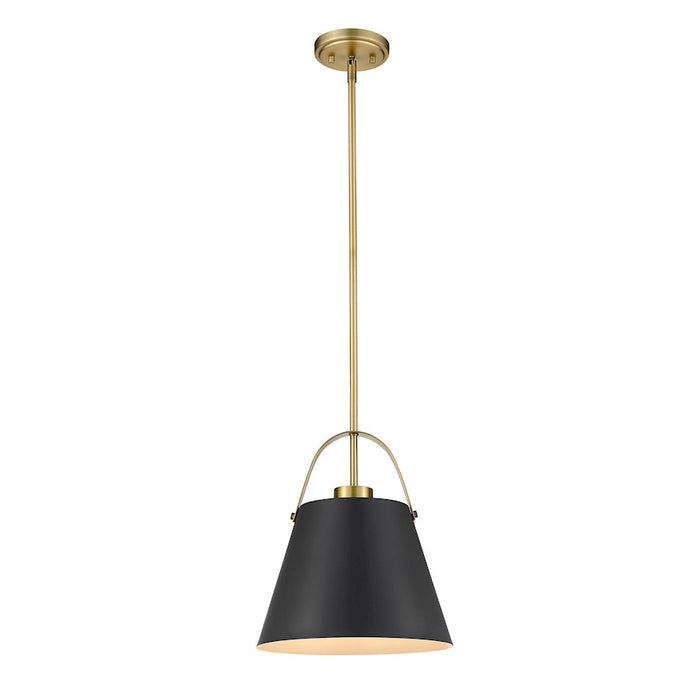 Z-Lite Z-Studio 1 Light Pendant, Matte Black/Heritage Brass - 726P-MB-HBR