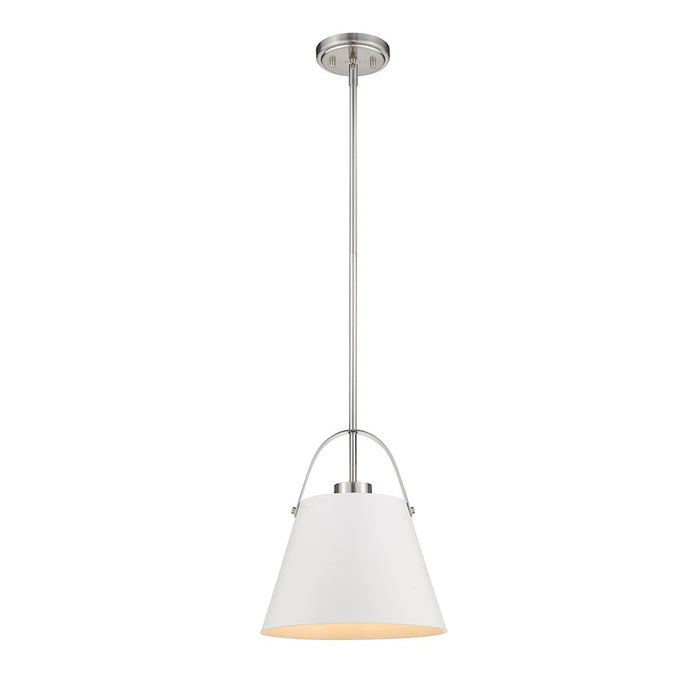 Z-Lite Z-Studio 1 Light Pendant, Matte White/Brushed Nickel - 726P-MW-BN