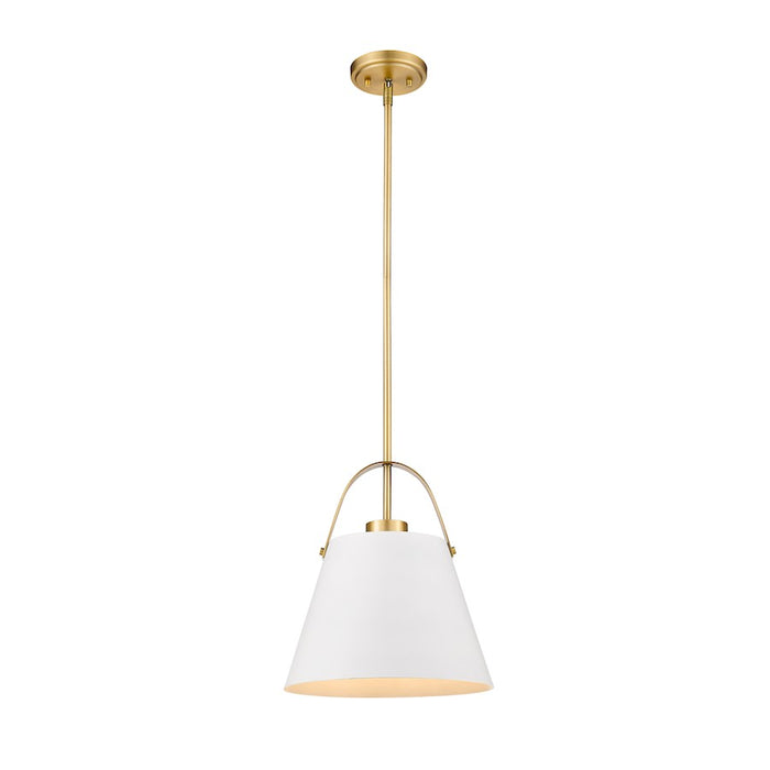 Z-Lite Z-Studio 1 Light Pendant, Matte White/Heritage Brass - 726P-MW-HBR