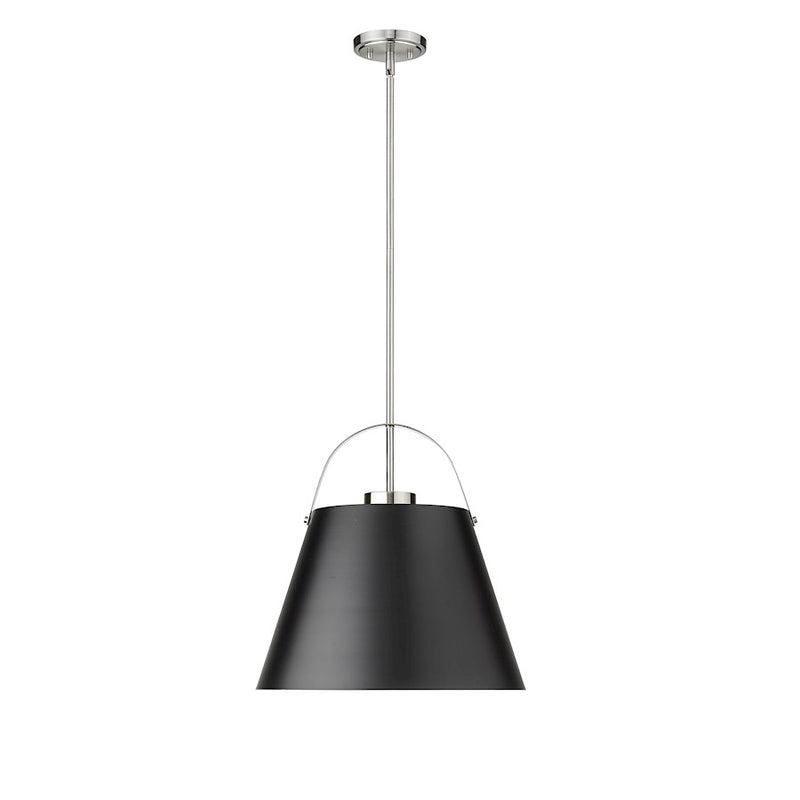 Z-Lite Z-Studio 1 Light Pendant, Black/Brushed Nickel/Black