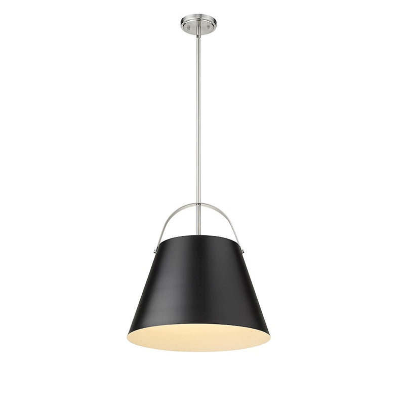 Z-Lite Z-Studio 1 Light Pendant, Black/Brushed Nickel/Black