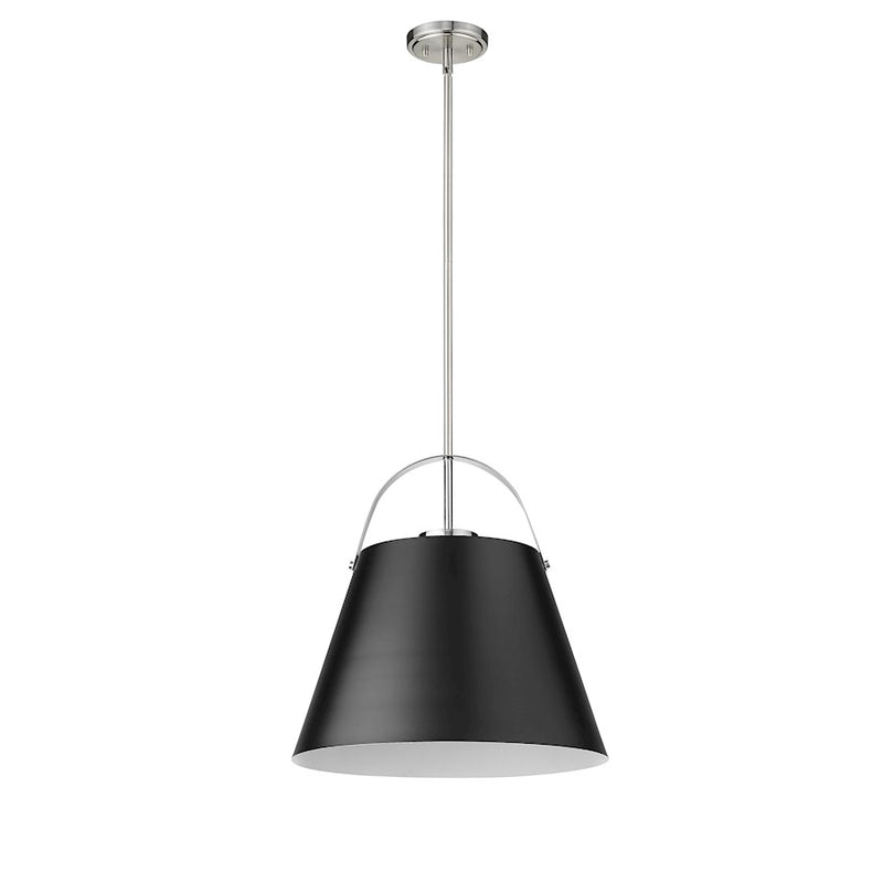 Z-Lite Z-Studio 1 Light Pendant, Black/Brushed Nickel/Black