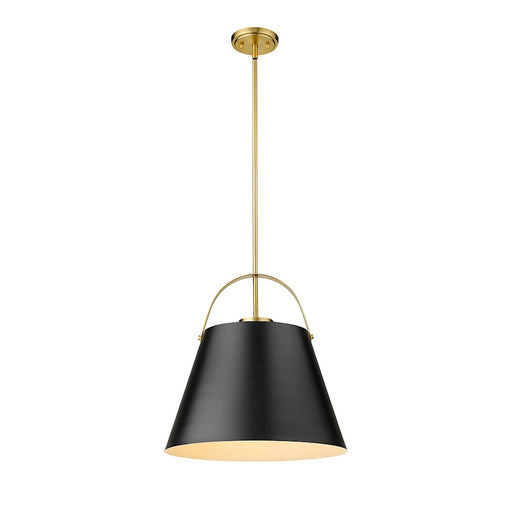 Z-Lite Z-Studio 1 Light Pendant, Black/Heritage Brass, Black - 726P18-MB-HBR
