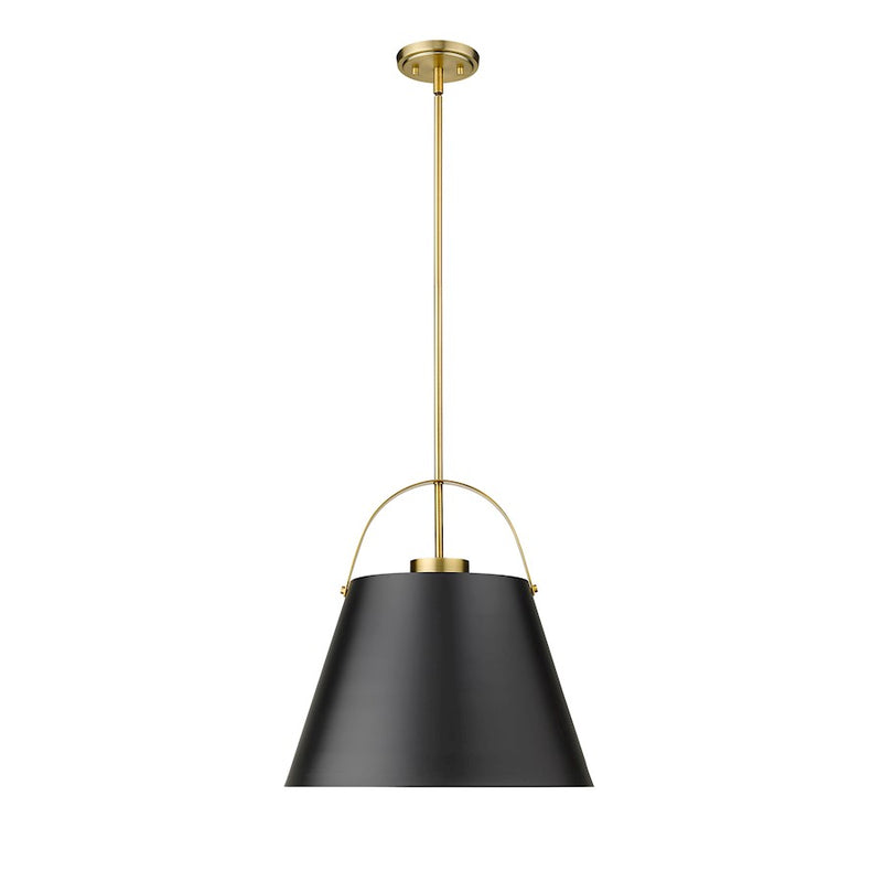 Z-Lite Z-Studio 1 Light Pendant, Black/Heritage Brass/Black