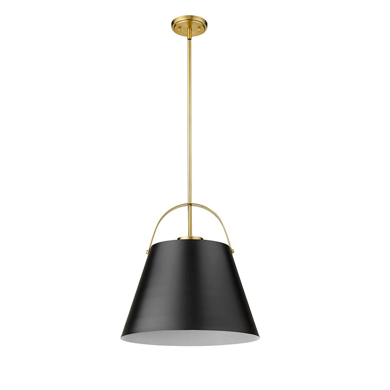 Z-Lite Z-Studio 1 Light Pendant, Black/Heritage Brass/Black