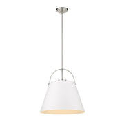Z-Lite Z-Studio 1 Light Pendant, White/Brushed Nickel, Black - 726P18-MW-BN
