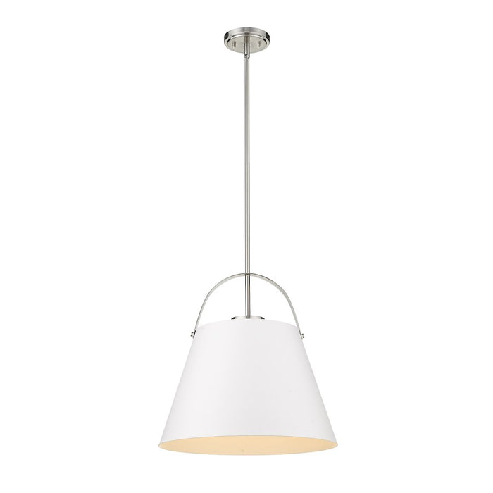 Z-Lite Z-Studio 1 Light Pendant, White/Brushed Nickel, Black - 726P18-MW-BN