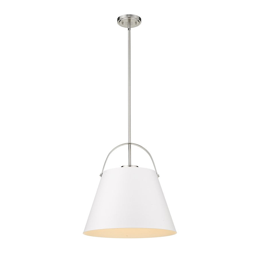 Z-Lite Z-Studio 1 Light Pendant, White/Brushed Nickel, Black - 726P18-MW-BN