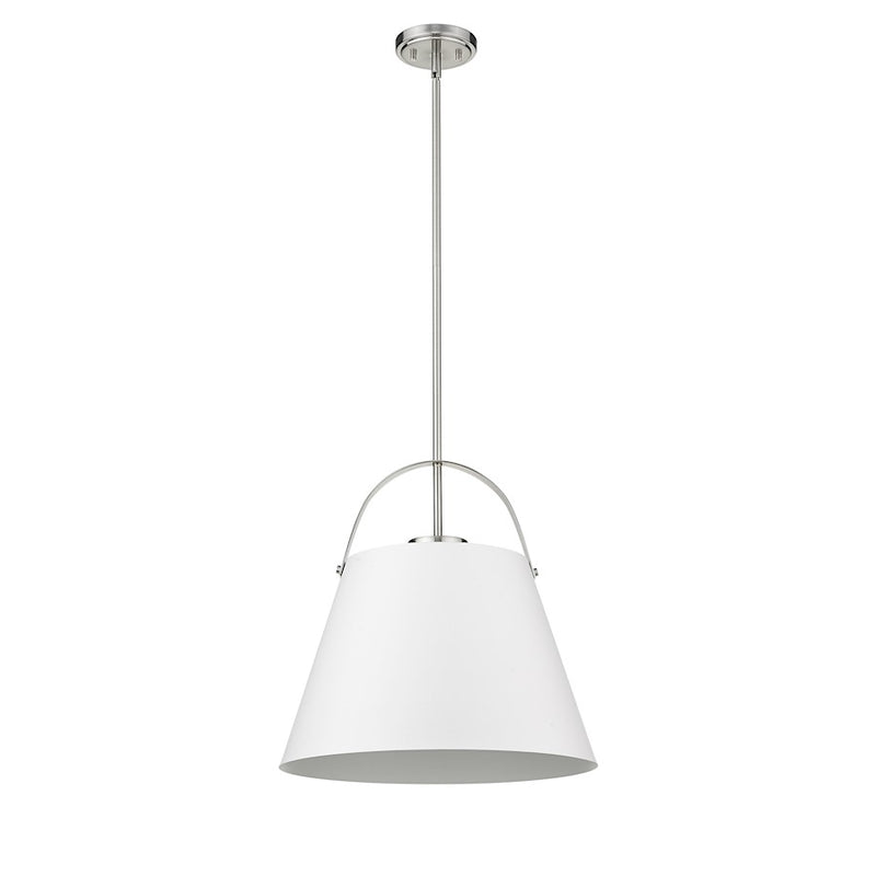 Z-Lite Z-Studio 1 Light Pendant, White/Brushed Nickel/Black