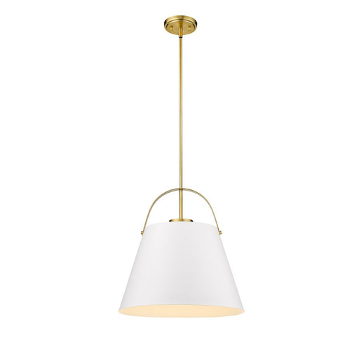 Z-Lite Z-Studio 1 Light Pendant, White/Heritage Brass- 726P18-MW-HBR