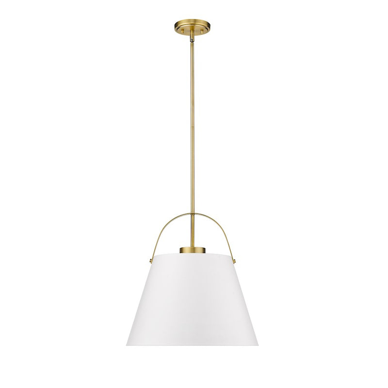 Z-Lite Z-Studio 1 Light Pendant, White/Heritage Brass