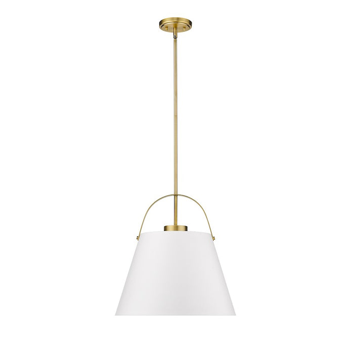 Z-Lite Z-Studio 1 Light Pendant, White/Heritage Brass