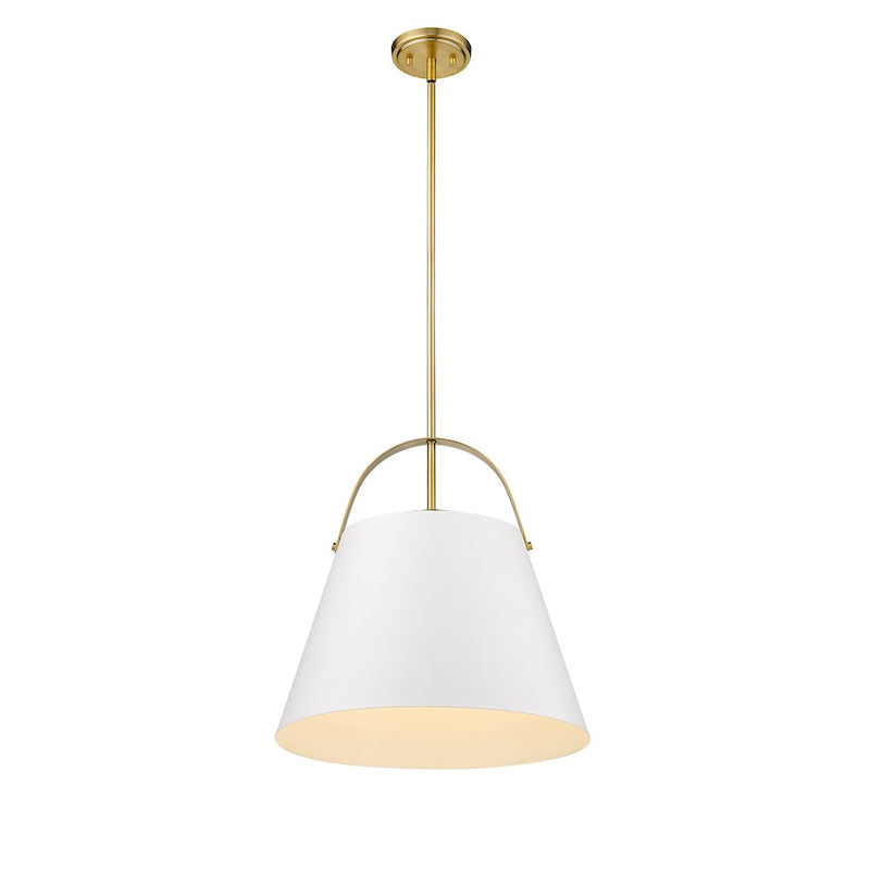 Z-Lite Z-Studio 1 Light Pendant, White/Heritage Brass